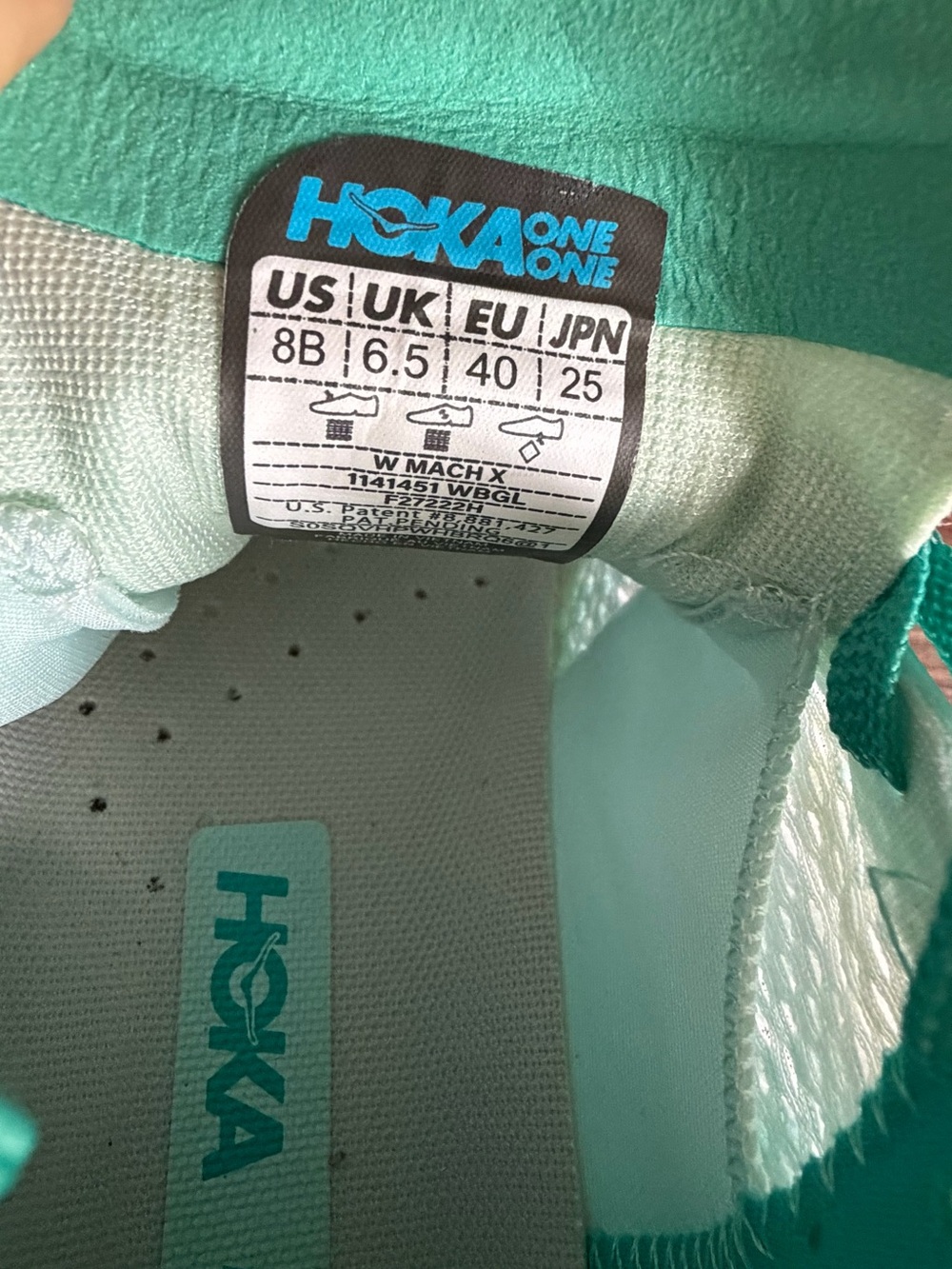 Hoka Women’s One One Running Shoes - White with Teal Accents Size 8 runs large - Picture 6 of 9